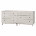 Cassettiera doppia legno bianco 6 cassetti con maniglie ottone