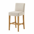 Sgabello in legno con rivestimento in tessuto beige