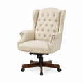 Poltrona girevole da ufficio in legno e tessuto poliestere beige
