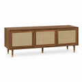 Mobile TV in legno con ante in rattan