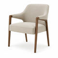 Sedia in tessuto beige con struttura in legno