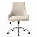 Sedia da ufficio in tessuto bouclé beige con base metallica cromata