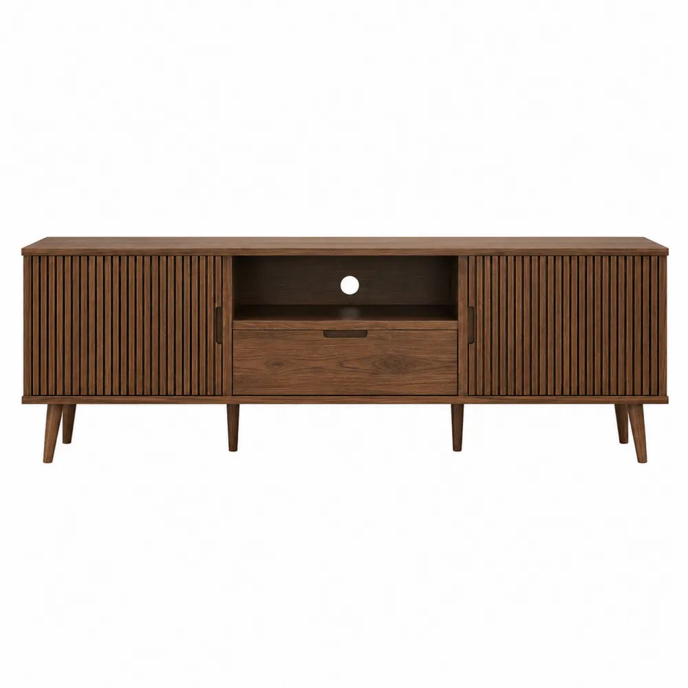 Mobile TV in legno con ante e cassetto, marrone 160x40x50 cm
