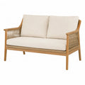 Divano in legno e corda con cuscini beige