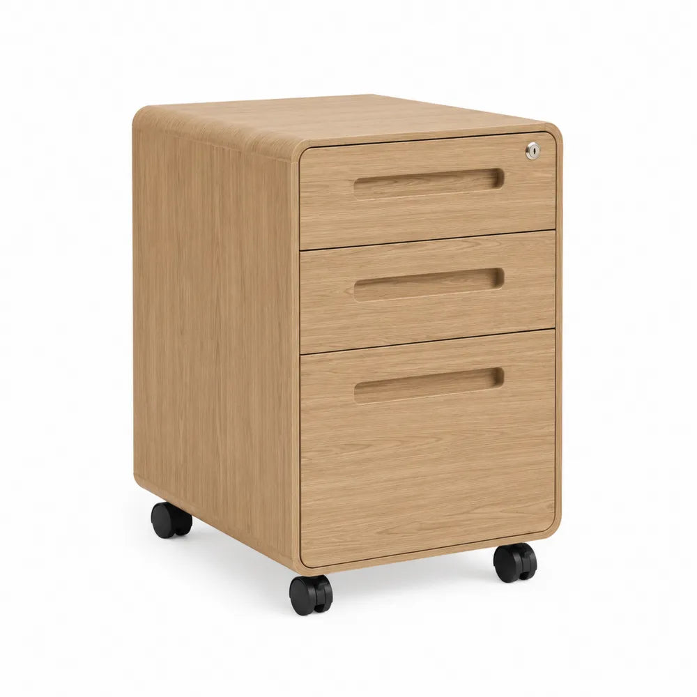 Cassettiera mobile in legno con 3 cassetti e serratura