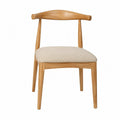 Sedia in legno di rovere con rivestimento in tessuto beige
