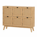 Cassettiera in Legno e Rattan con Sei Cassetti