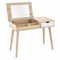 Toeletta in legno con specchio e cassetto