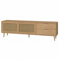 Mobile TV in legno con ante in rattan 180x45x50 cm