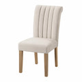 Sedia da pranzo in tessuto beige con gambe in legno